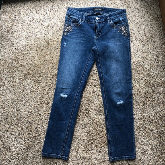 White House Black Market Denim - WHBM Slim crop embellished jeans size 2